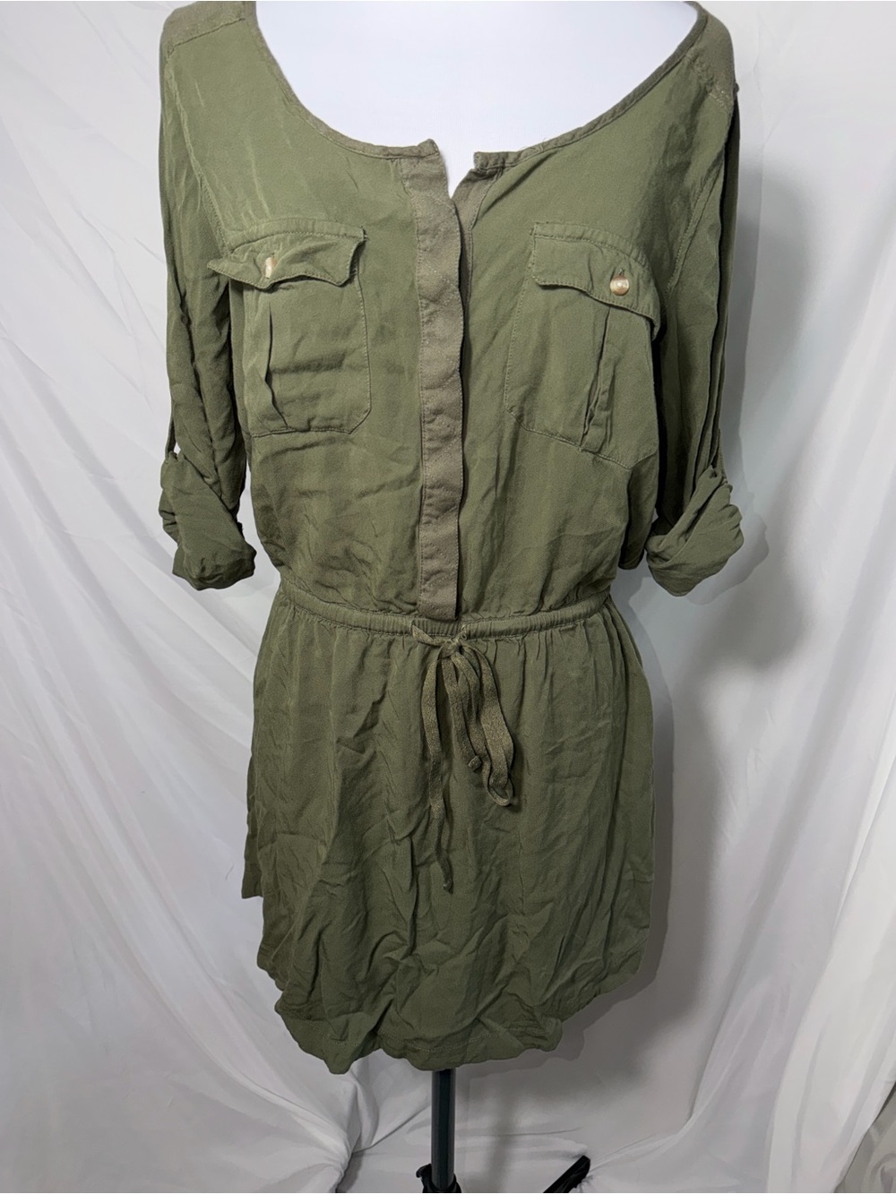 American Eagle Outfitters olive green utility shirt dress